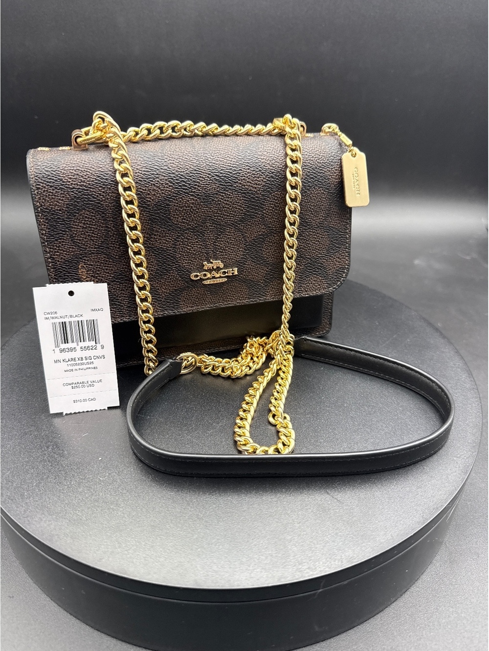 Coach Klare Signature Canvas Crossbody Bag Walnut/Black NWT